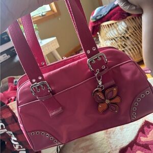 Franco Sarto Pink Shoulder Bag with Butterfly Charm